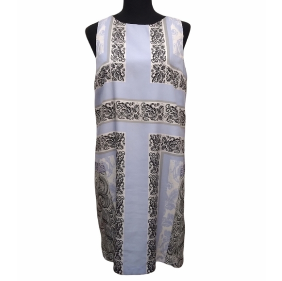 Joe Fresh shift dress blue & floral lattice print - Picture 1 of 9